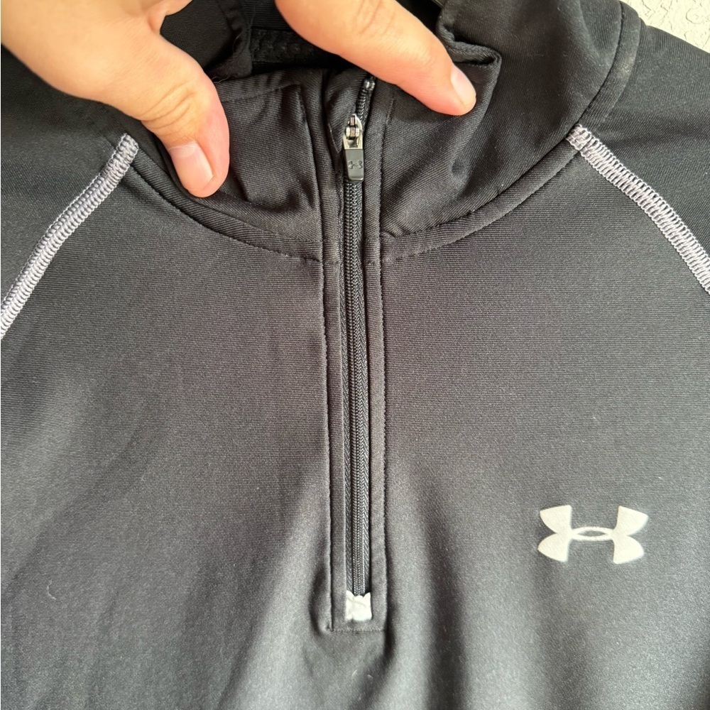 Men’s M Black Under Armour Coldgear Quarter Zip Athletic/Active Wear Pullover - Picture 3 of 8
